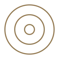 A simple icon of three concentric brown circles on a white background.