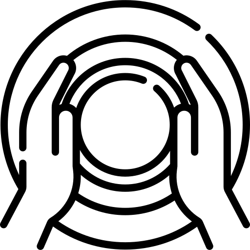 A black and white line art icon of two hands shaping pottery on a wheel.