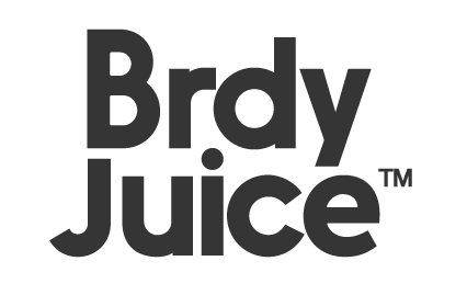 Black text logo reading 'Brdy Juice' on a white background.
