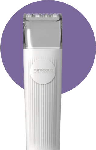 White electric hair trimmer with a purple background.