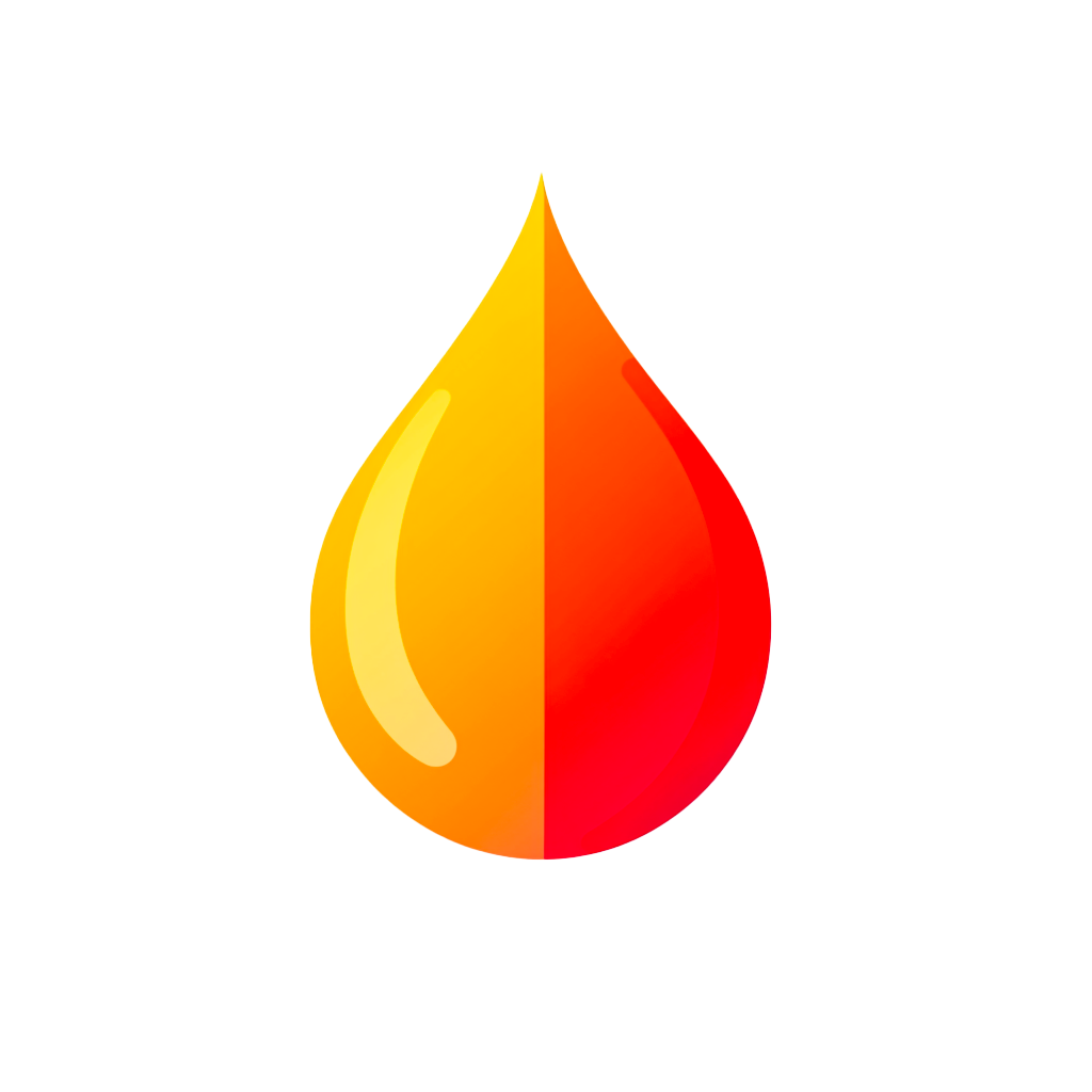 An orange and red gradient droplet, symbolizing awareness for blood cancer.