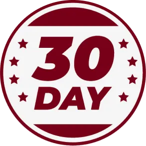 Circular badge with '30 Day' text and stars around the edge.