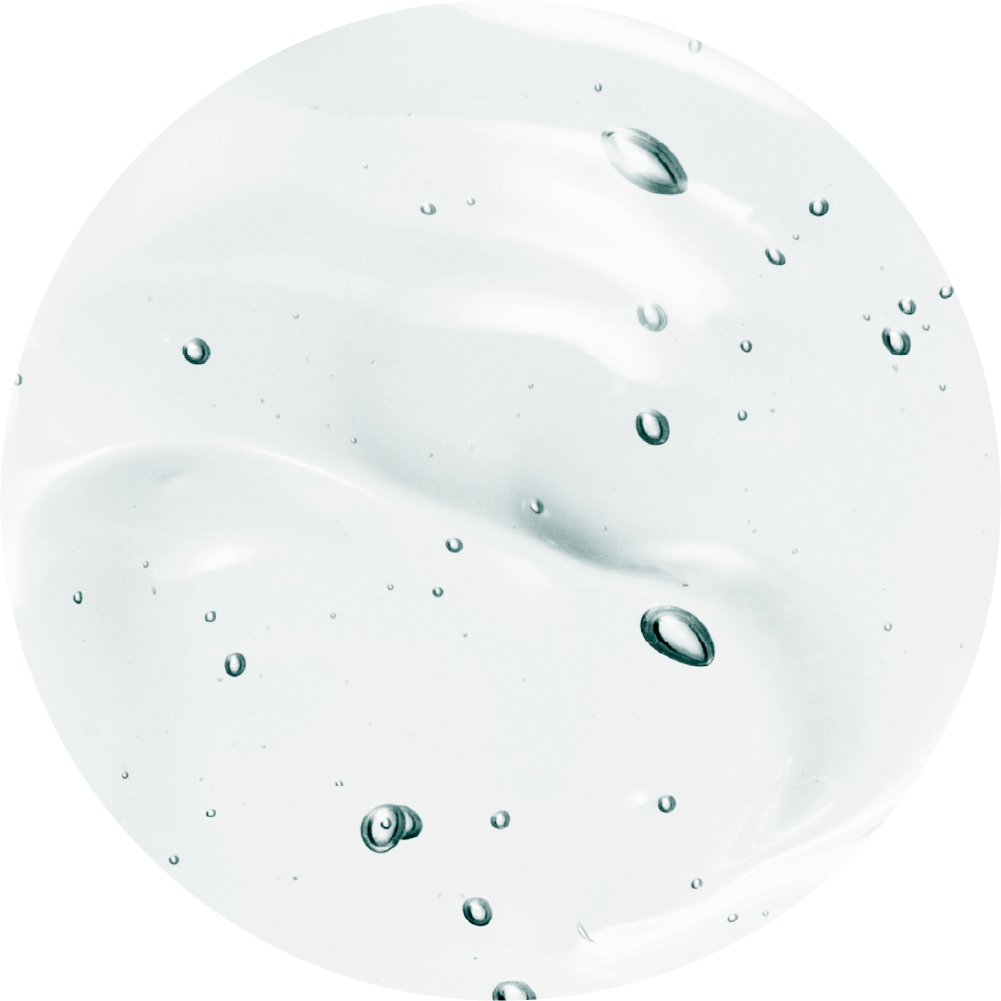 Clear gel with air bubbles in a circular shape.