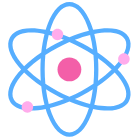 Illustration of an atom with orbiting electrons.