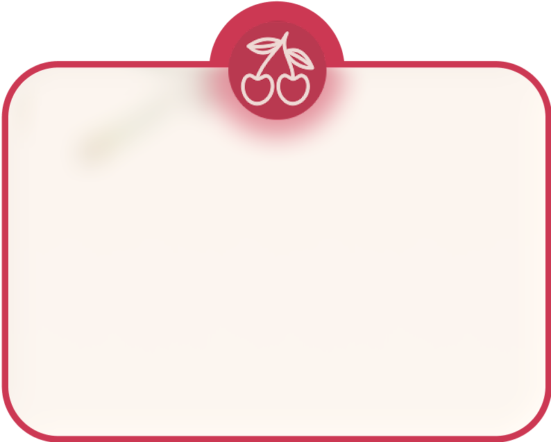 Empty white card with red cherry icon on top.