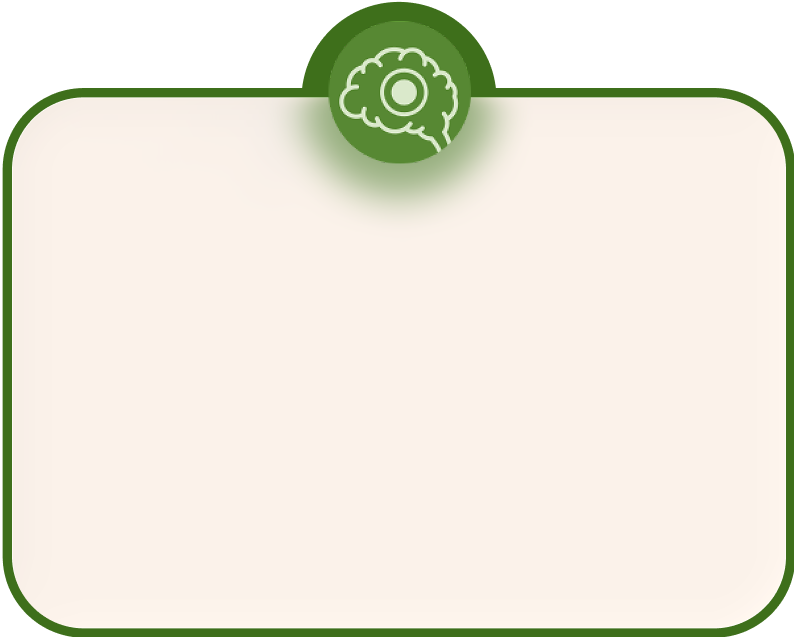Blank card with green brain icon on top.