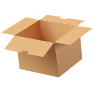 An open cardboard box with flaps folded outward.