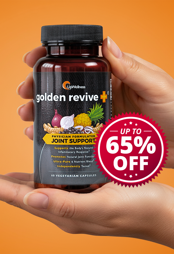 Supplement bottle with a liver health label, surrounded by various plants.