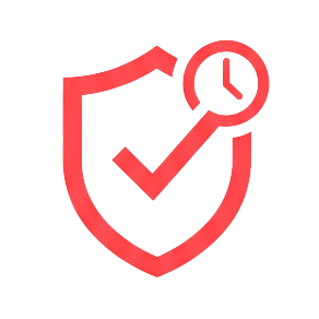 A red icon showing a thumbs-up next to a sparkling clean plate, utensils, and a checkmark.