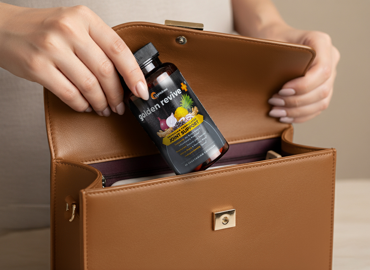 Hydration liver support supplement on wooden surface, person with surfboard in background.