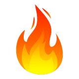 A simple cartoon graphic of a fire flame, yellow at the bottom and red at the top.