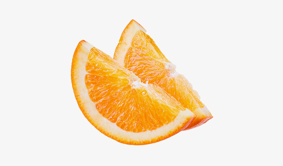 Two orange slices on a white background.