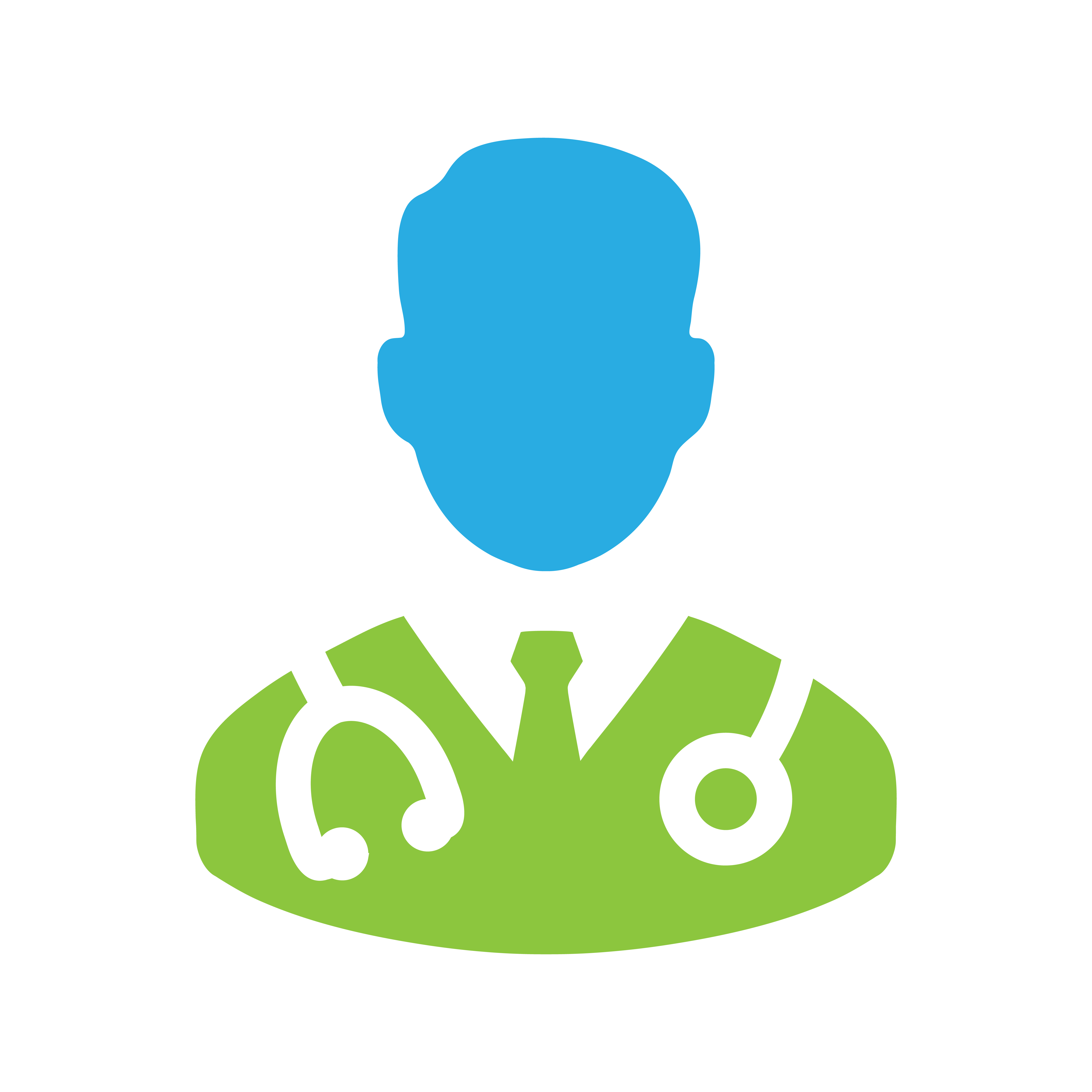 Silhouette of a person wearing a stethoscope, in green and blue.