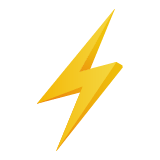 A stylized, three-dimensional yellow lightning bolt icon on a white background.