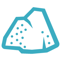 A teal-colored icon of a rock or mineral chunk with dots on its surface.