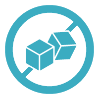 A teal icon of a prohibition sign over two sugar cubes.