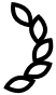 A simple black icon of a curved branch with stylized, interlocking leaves.
