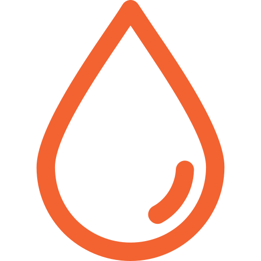 Orange droplet icon on a transparent background.
