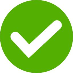 Green circle with a white checkmark inside.