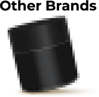 Black oil barrel spilling liquid with 'Other Brands' text above.
