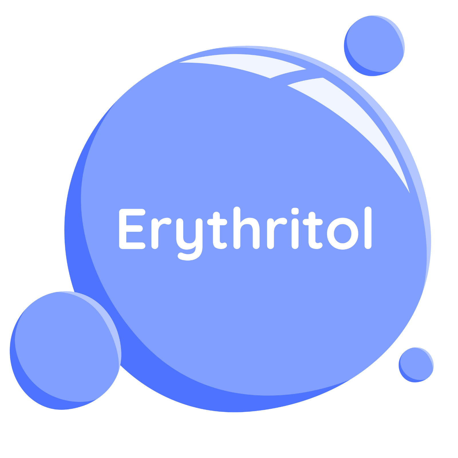 Blue circular graphic with the word 'Erythritol' in white.