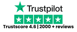 Trustpilot logo with five green stars.