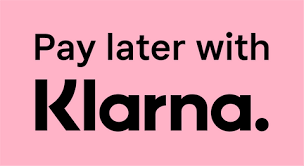Text on pink background: 'Pay later with Klarna.'