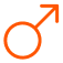 An orange icon of the male gender symbol.