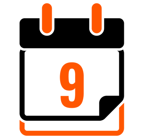Abstract orange and black crown-like shape on a white background.