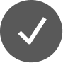 A white checkmark inside a solid dark gray circle.