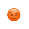 A low-resolution, orange winking face emoji on a black background.