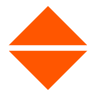 An orange diamond icon split in half by a horizontal white line.