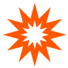 An orange, multi-pointed starburst icon.