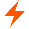 A simple, orange lightning bolt icon on a white background.
