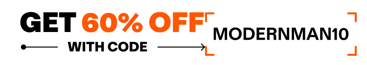 Promotional banner that reads: Get 60% Off with code MODERNMAN10.