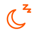 An orange icon of a crescent moon with Zs, symbolizing sleep.
