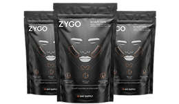 Three black pouches of ZYGO Sculpt Tape, a beauty product, against a dark background.