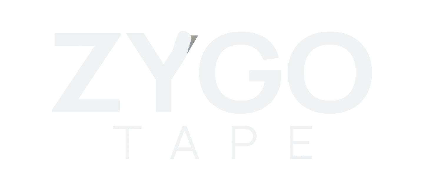 Logo with the text 'ZYGO TAPE' in white on a black background.