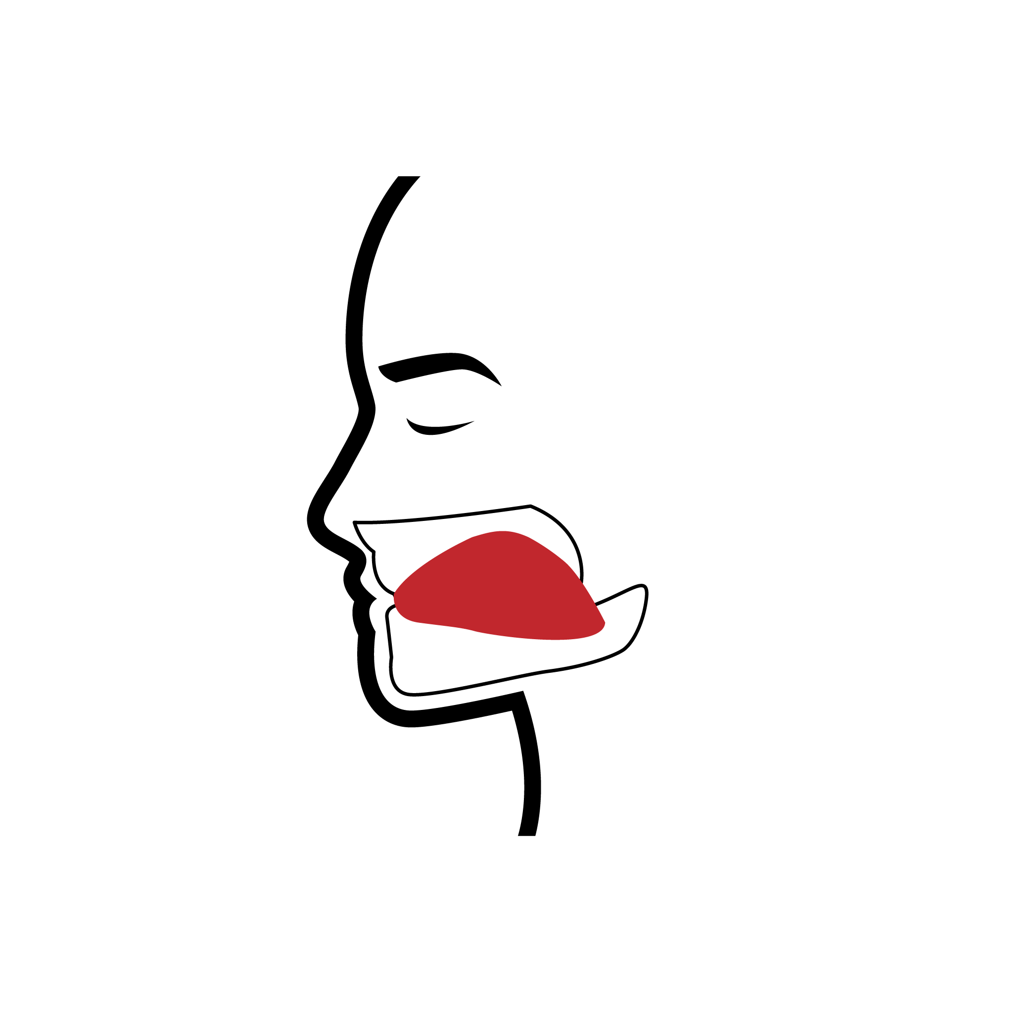 Illustration of a black cat with a red nose.