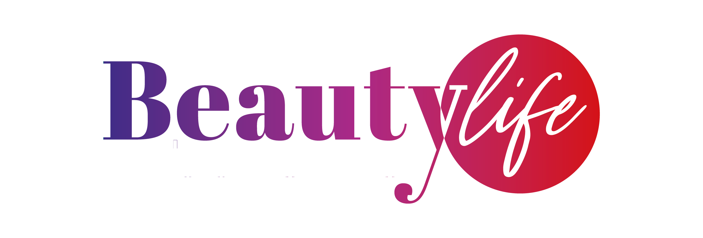 'Beauty Life logo with purple and red gradient text.'
