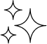 Three black outlined stars on a white background.