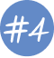 Blue circle with white number four inside.