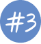 Blue circle with white number three inside.