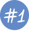 Blue circle with white number one inside.