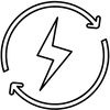 Black lightning bolt inside a circular arrow icon.