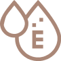 An icon of two brown droplets, with the letter 'E' inside the larger one.