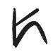 A stylized, hand-drawn character in black ink resembling the letter 'h' on a white background.