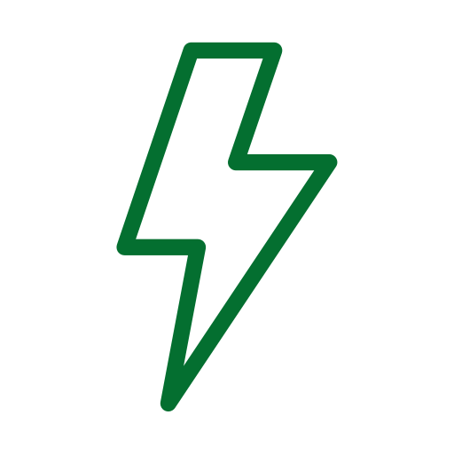Green lightning bolt icon on a transparent background.