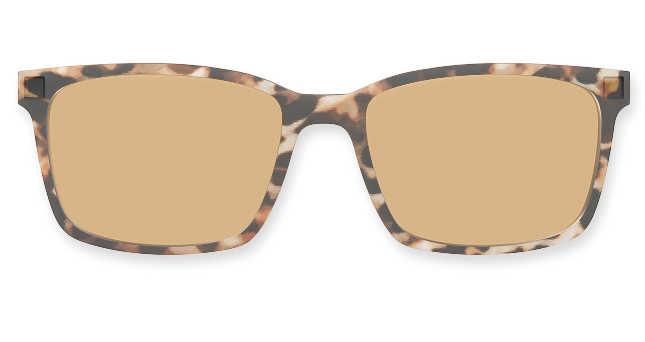 Tortoiseshell sunglasses with orange lenses on a white background.