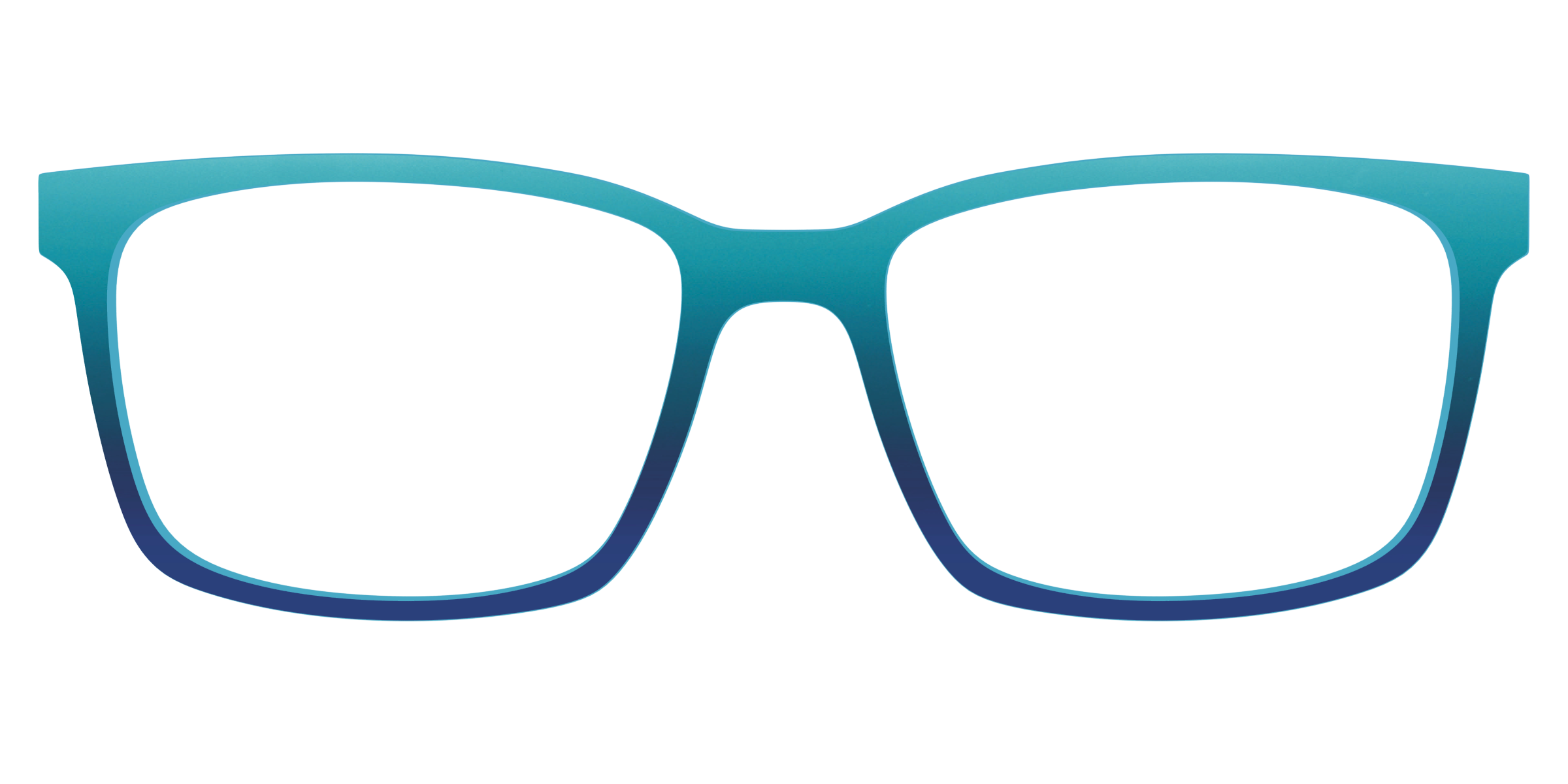 Blue gradient eyeglass frame on a transparent background.